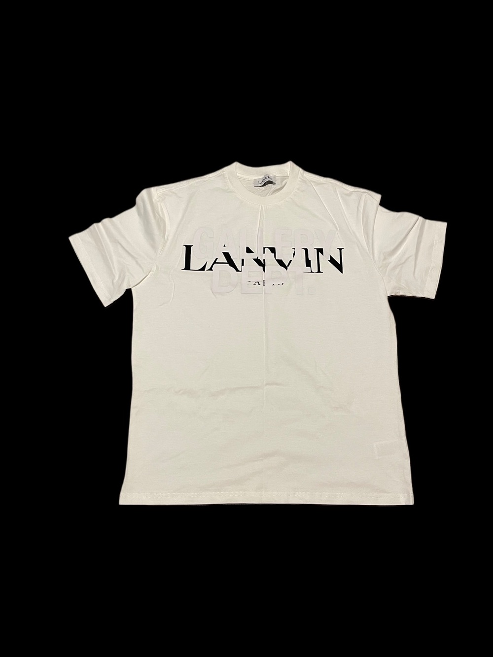 Lanvin x Gallery Dept White Crewneck T-Shirt with Black Logo Print